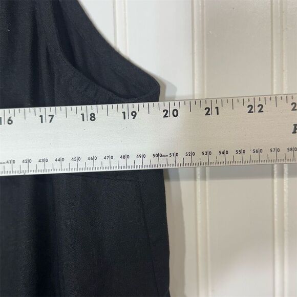 Maggie Barnes 1X Black Linen Blend Sleeveless Blouse Beaded Collar Goth Chic - Picture 4 of 8